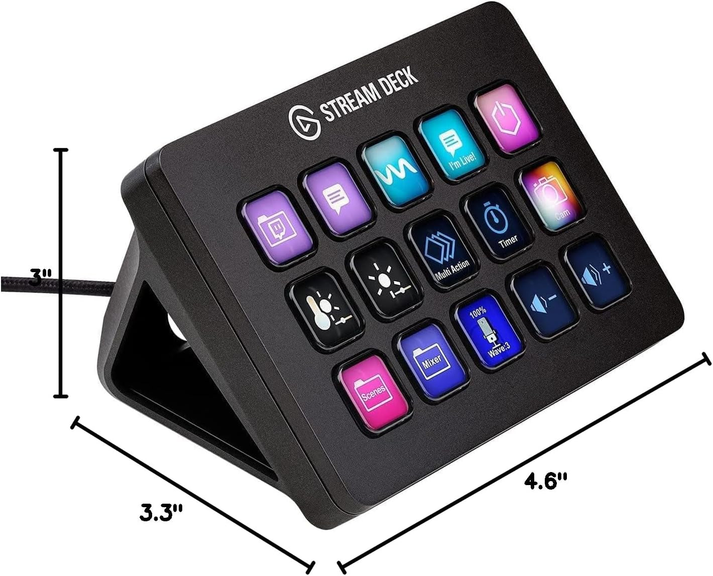 Stream Deck MK.2 Studio Controller, 15 Macro Keys | Trigger Actions in OBS, Twitch, Youtube and More, Visual Feedback, Hundreds of Plugins, Works with Mac and PC