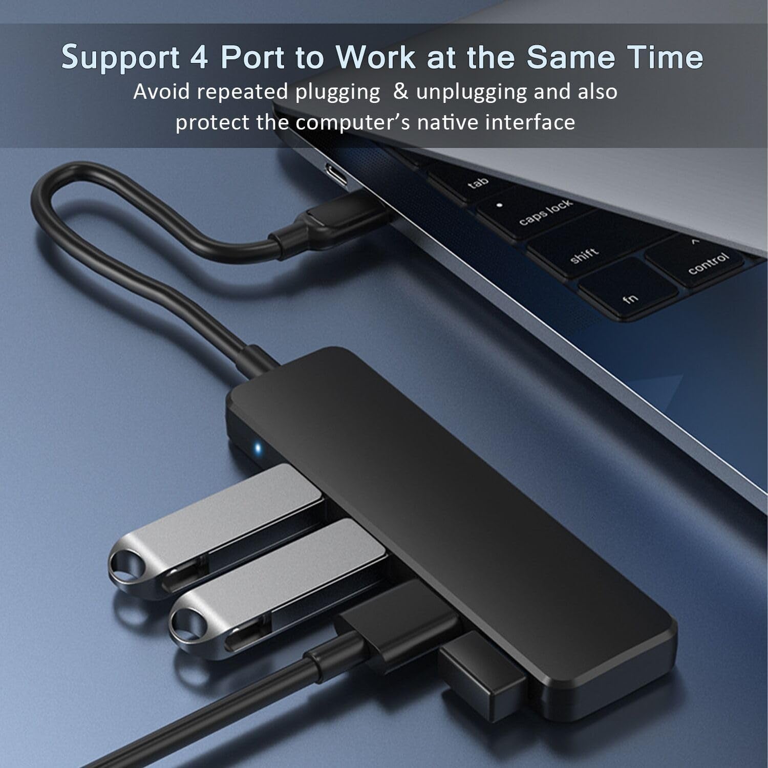 USB Hub 4 Port,  USB 3.0 Hub USB Splitter for Laptop, USB Port Extender USB a Hub for PC, Desktop, Xbox, PS4, Flash Drive, Printer, Keyboard, Mouse, HDD, Plug and Play（Not for Charging）