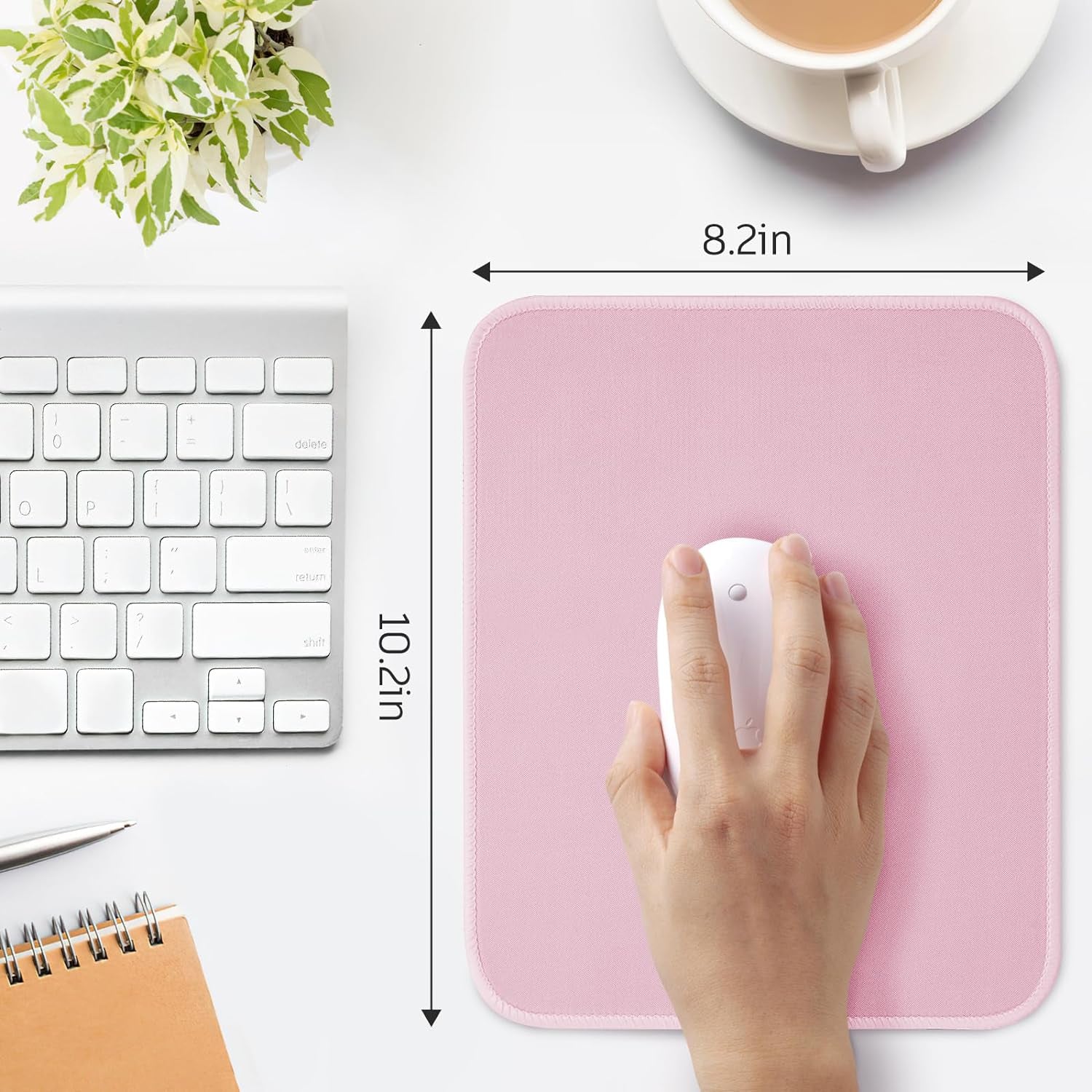Pink Mouse Pad, Nice and Cute Mouse Pad, Splash-Proof Textured 10.2 X 8.2Inch, Stitched Edge Non-Slip Waterproof Rubber