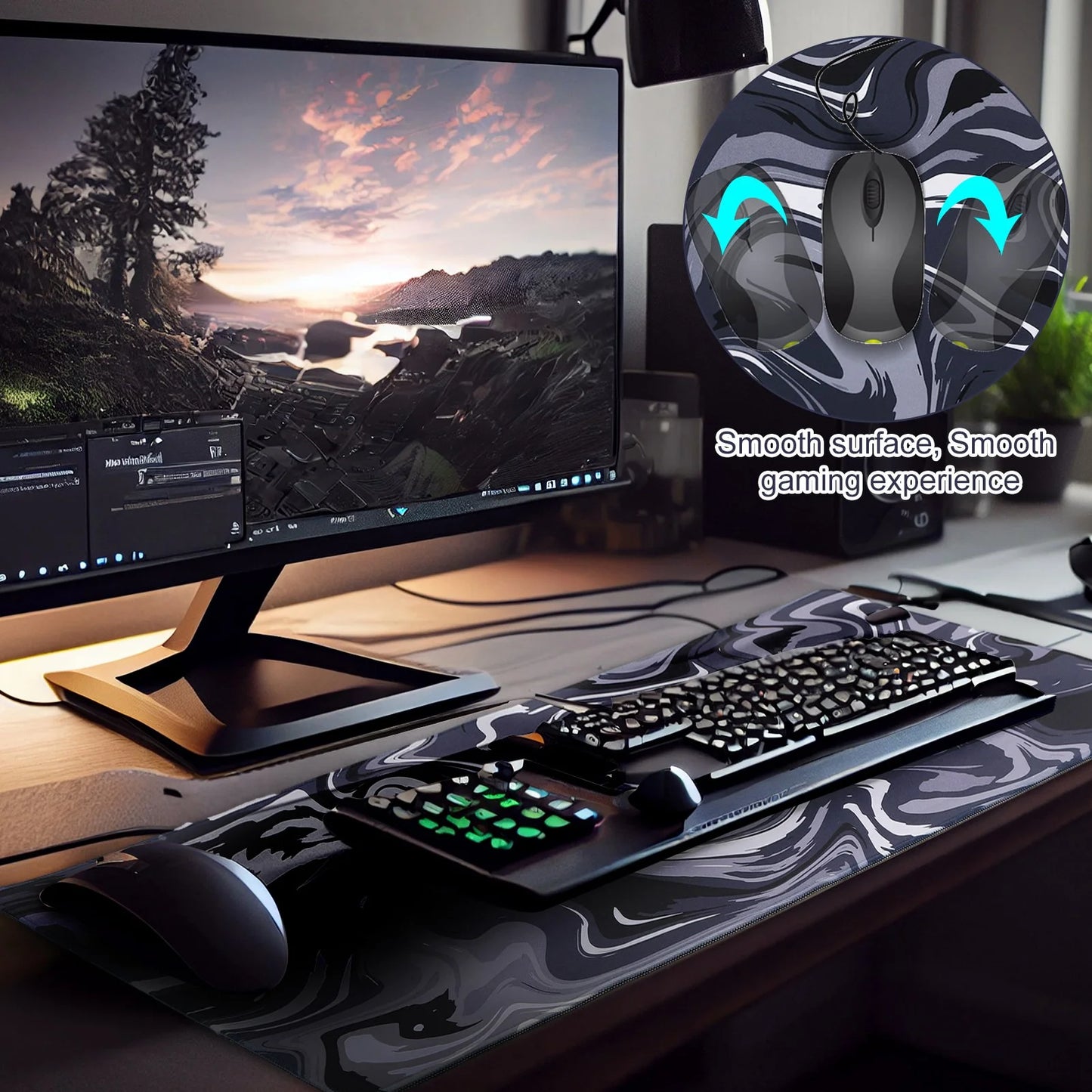 XXL Gaming Mouse Pad, 35.4"X15.7" Non-Slip Large Mouse Pad for Computer Desk, 3Mm Thick Rubber Base with Stitched Edges, Machine Washable for Work & Game