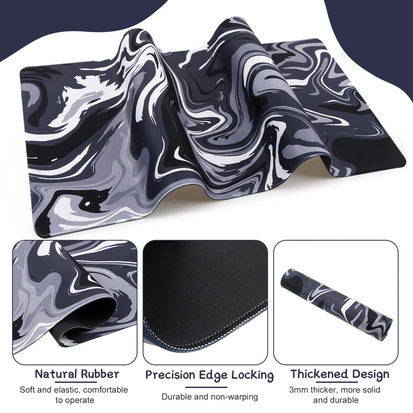 XXL Gaming Mouse Pad, 35.4"X15.7" Non-Slip Large Mouse Pad for Computer Desk, 3Mm Thick Rubber Base with Stitched Edges, Machine Washable for Work & Game