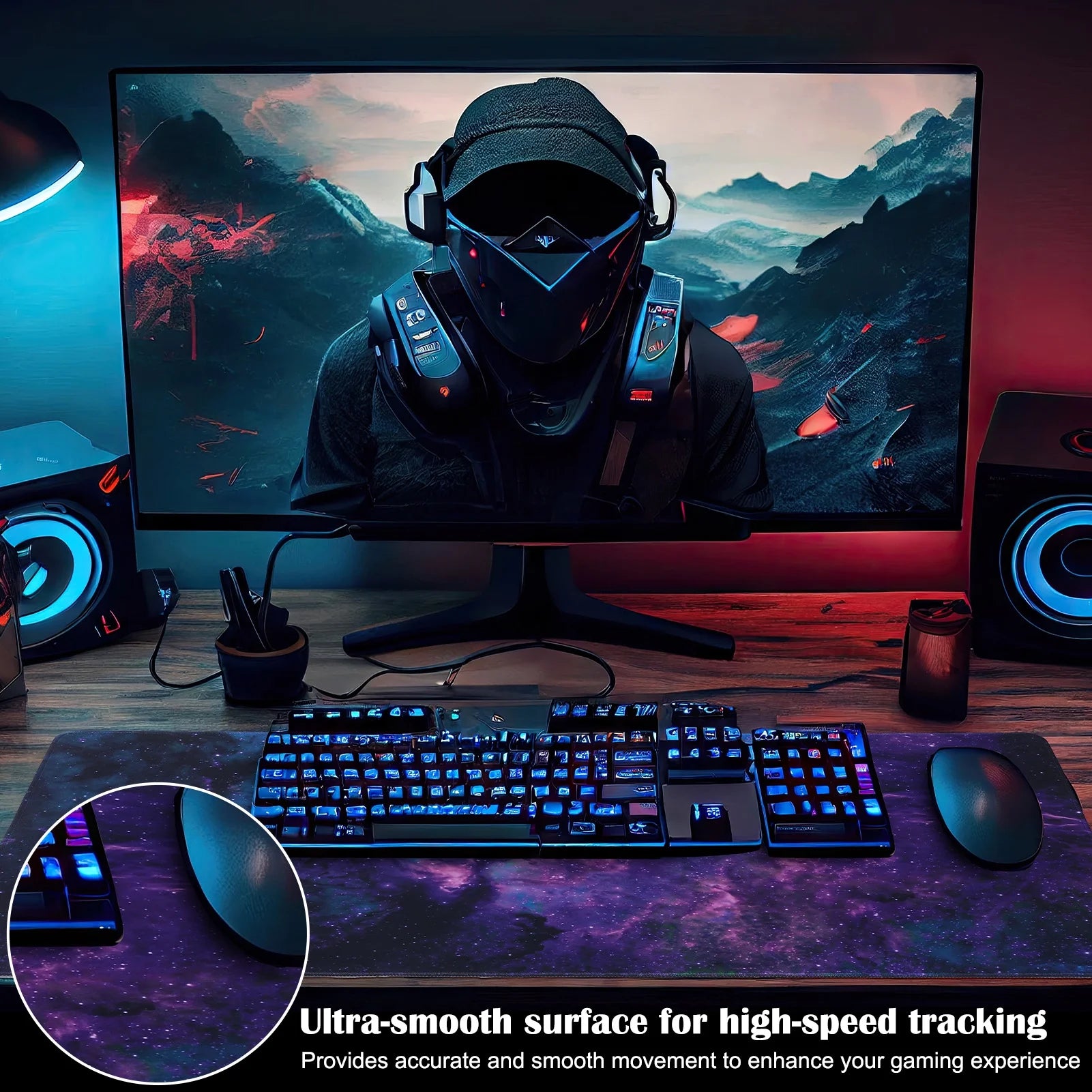 Gaming Mouse Pad, Large Topographic Mouse Pad 35.4X15.6 In, Anti-Slip Rubber Base, Extended Desk Mat for Keyboard and Mouse, Perfect for Home, Office, and Gaming Setups