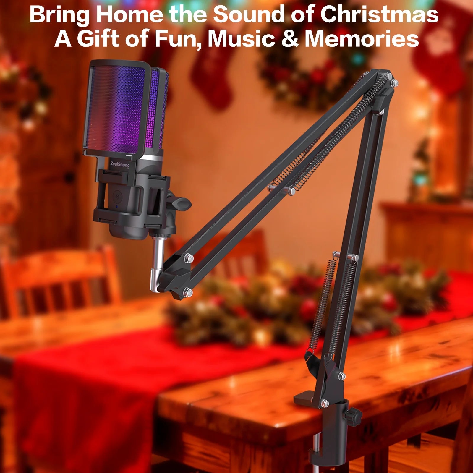 Gaming USB Microphone,Noise Cancellation Condenser Mic,3.5Mm Headphone,Rgb Microphone with Mute,Gain,Monitoring,Boom Arm,Pop Filter for Phone,Pc,Computer,Mac,Streaming,Podcast