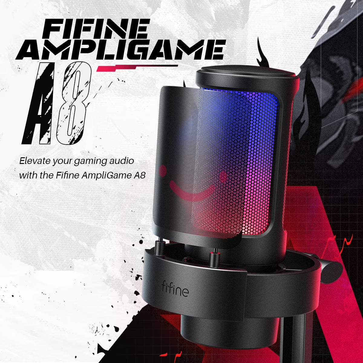 A8 Gaming USB Microphone for PS4 PS5 PC Computer,Recording/Streaming Mic with Led,Headphone Jack,Mute Button,Voice Control,Noise Cancellation