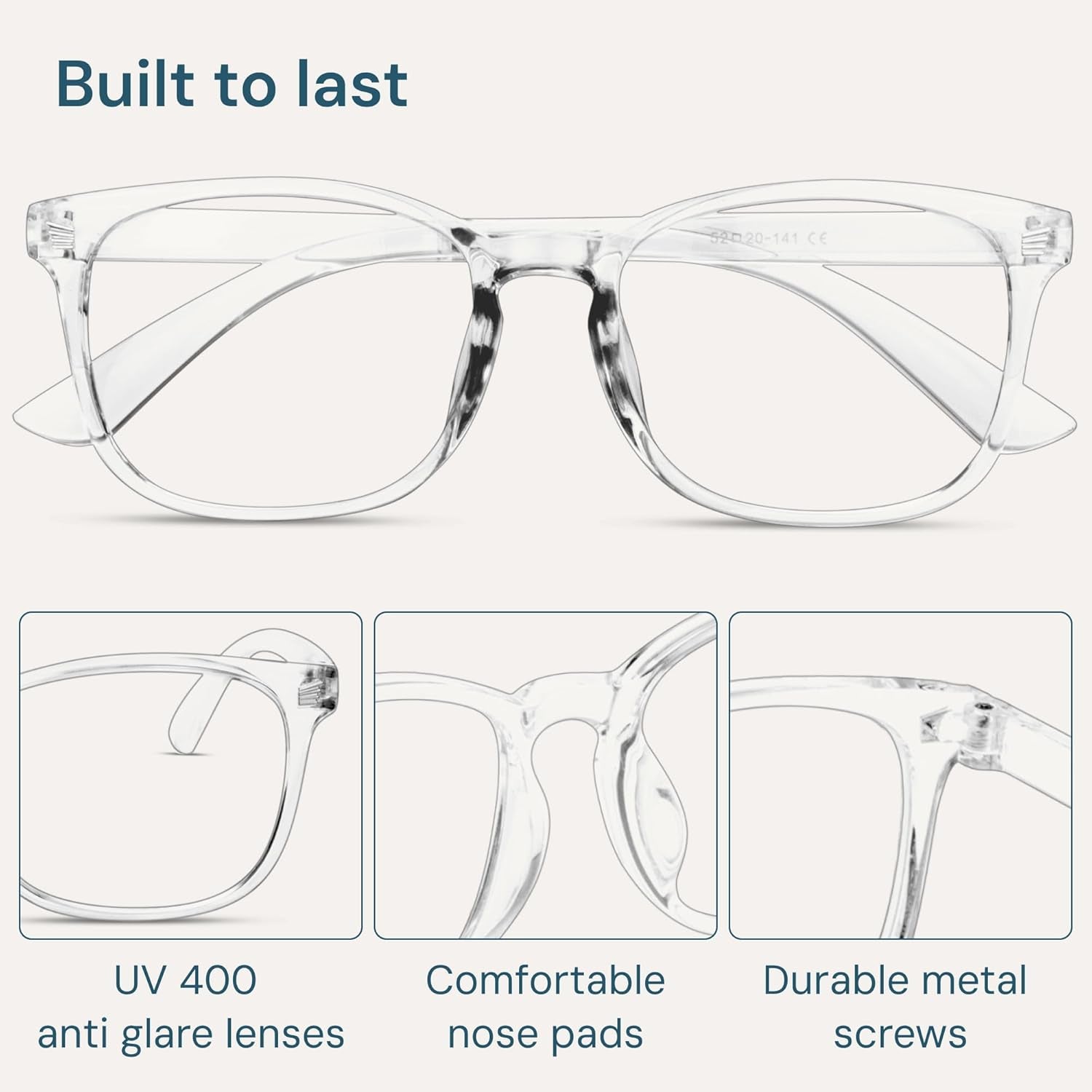 Eyewear Frames for Men - Blue Light Blocking Square Glasses, anti UV Ray Computer Gaming, Blue Blockers for Women