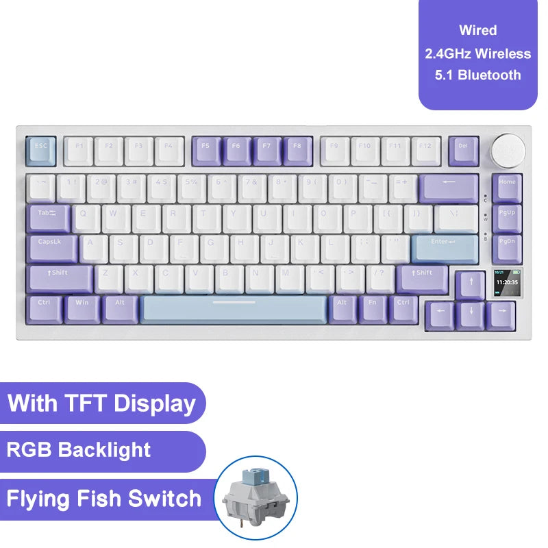 AK820 / Ak820Pro Gaming Mechanical Keyboard 75% 82 Keys Wired Single Mode/Bluetooth Wireless Gamer Keyboard for Laptop PC