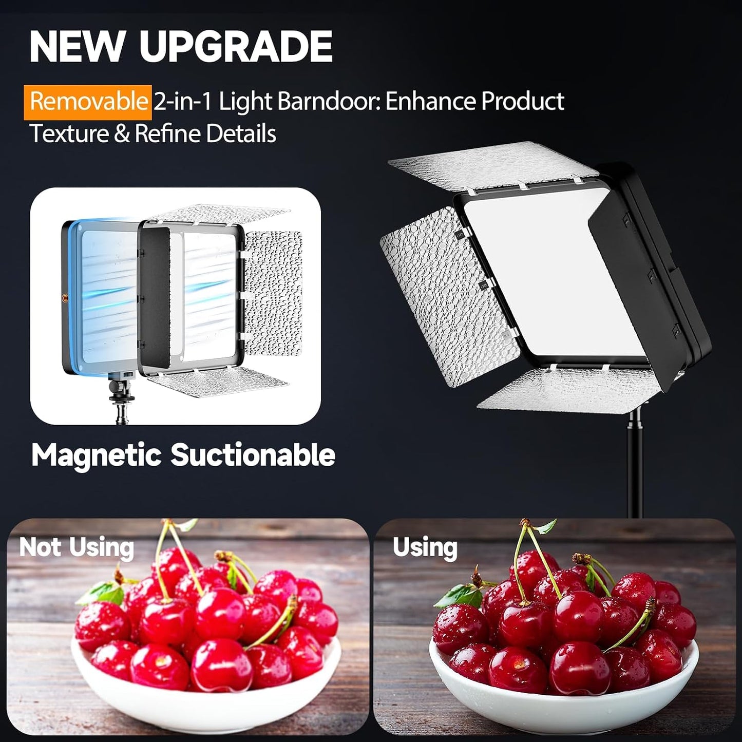 LED Video Light Kit with Phone Holder & Barndoor