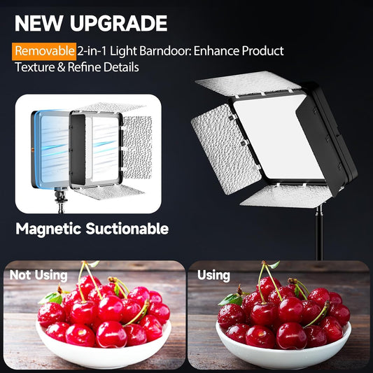 LED Video Light Kit with Phone Holder & Barndoor