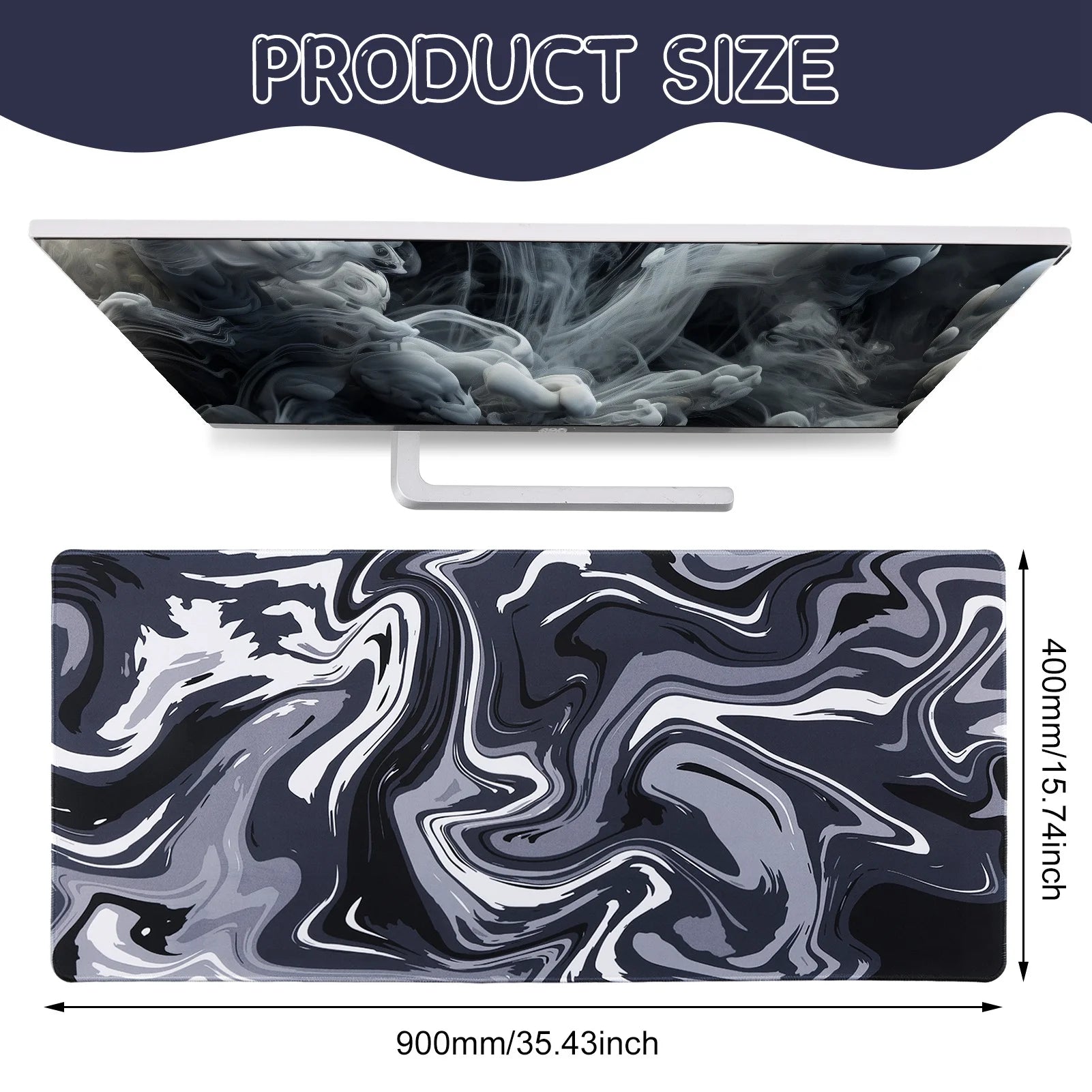 XXL Gaming Mouse Pad, 35.4"X15.7" Non-Slip Large Mouse Pad for Computer Desk, 3Mm Thick Rubber Base with Stitched Edges, Machine Washable for Work & Game