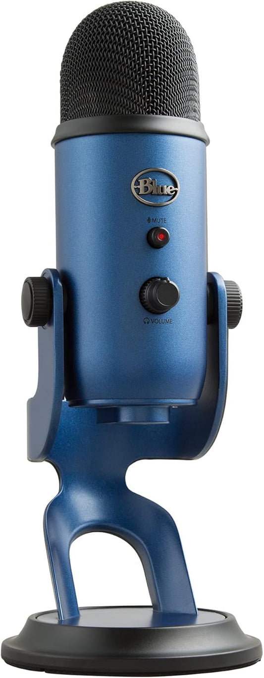 Logitech Creators Blue Yeti USB Microphone for PC, Mac, Gaming, Streaming, Podcasting, Studio and Computer Condenser Mic with Blue VO!CE Effects, 4 Pickup Patterns, Plug and Play - Midnight Blue
