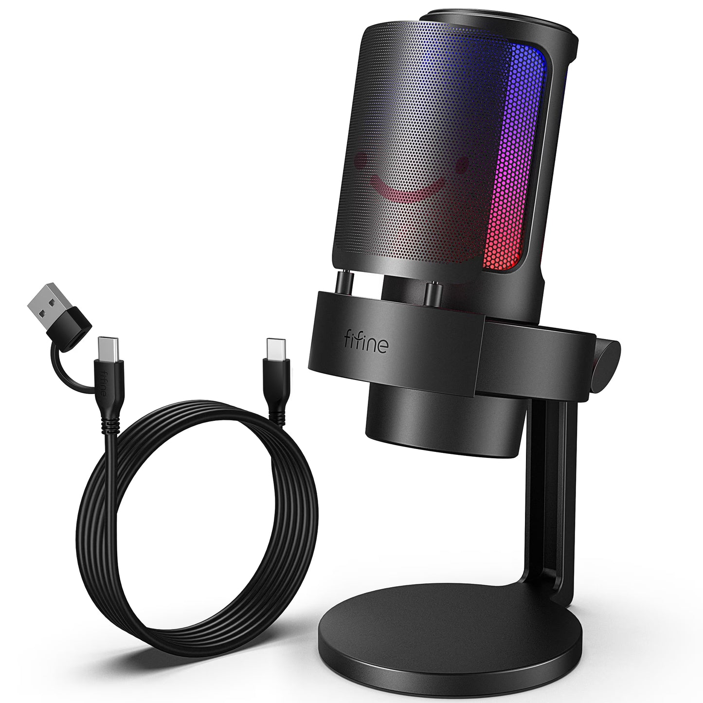 A8 Gaming USB Microphone for PS4 PS5 PC Computer,Recording/Streaming Mic with Led,Headphone Jack,Mute Button,Voice Control,Noise Cancellation