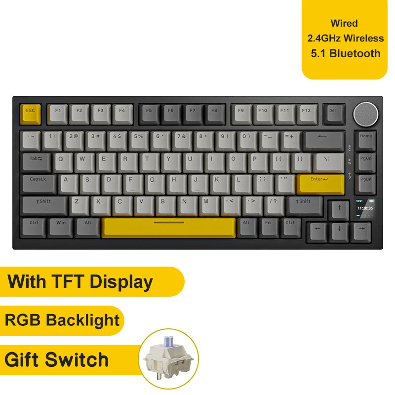 AK820 / Ak820Pro Gaming Mechanical Keyboard 75% 82 Keys Wired Single Mode/Bluetooth Wireless Gamer Keyboard for Laptop PC