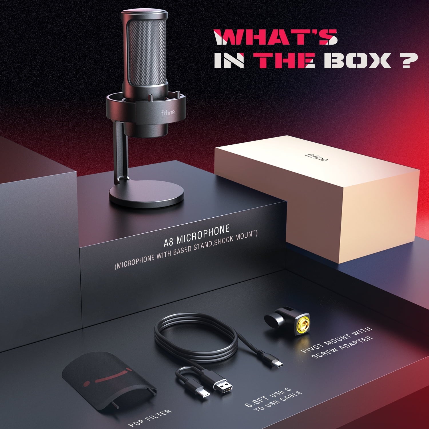 A8 Gaming USB Microphone for PS4 PS5 PC Computer,Recording/Streaming Mic with Led,Headphone Jack,Mute Button,Voice Control,Noise Cancellation