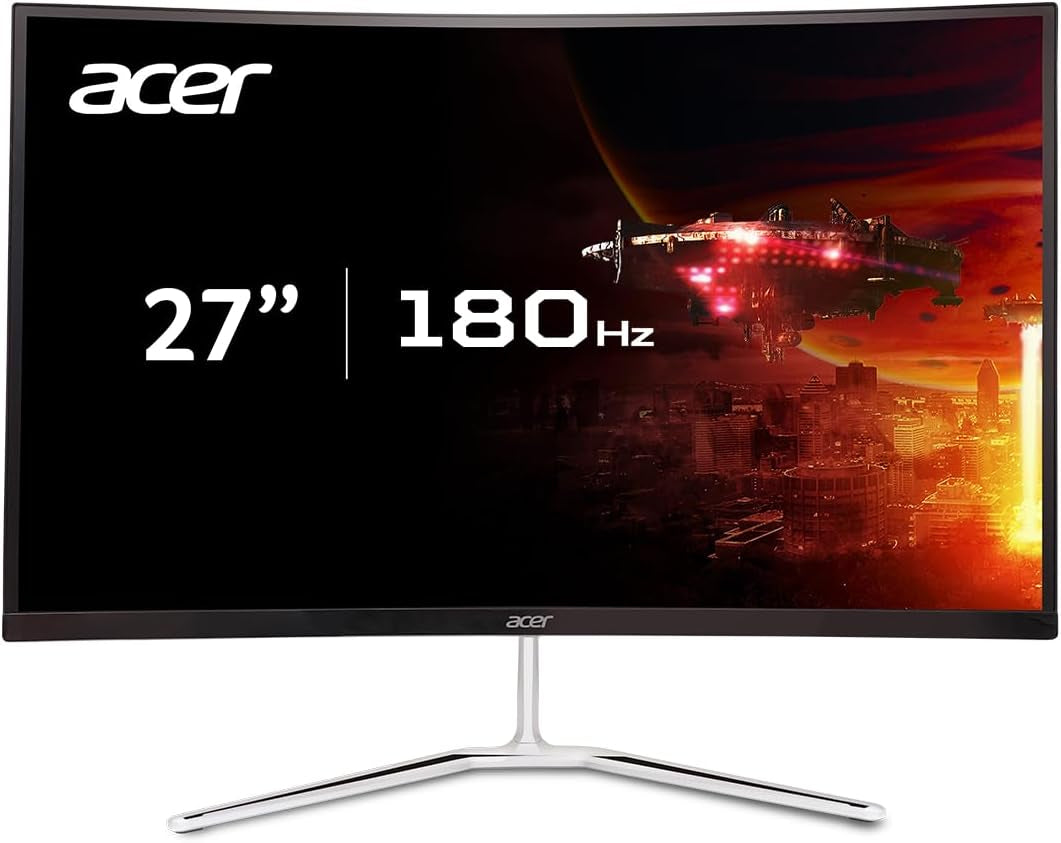 Acer Nitro 27" WQHD 2560 X 1440 1500R Curved PC Gaming Monitor | AMD Freesync Premium | 180Hz Refresh | 1Ms VRB | VESA Mountable | HDR10 | 1 X Display Port 1.2 & 2 X HDMI 2.0 | EDA270U Pbmiipx