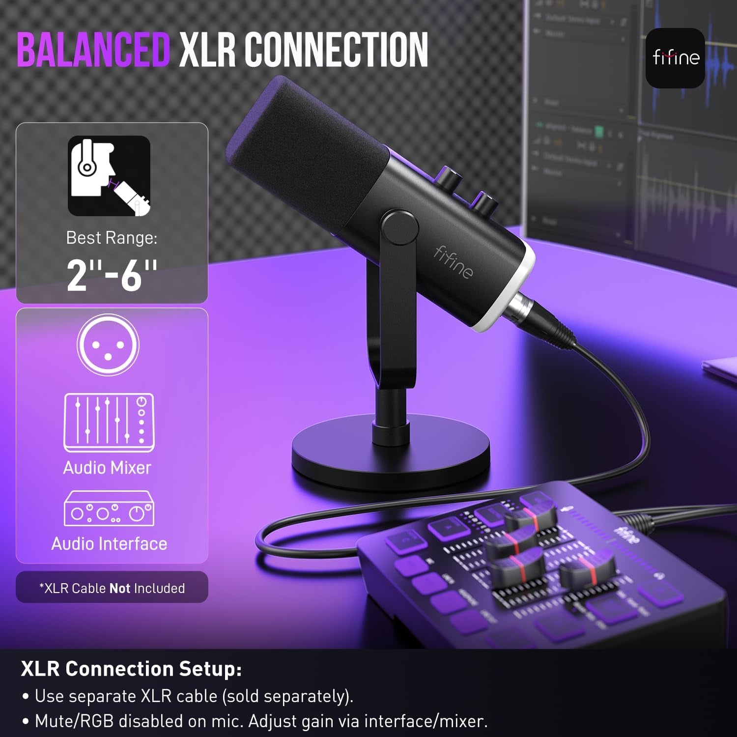 USB/XLR Dynamic Microphone for Podcast Recording, PC Computer Gaming Streaming Mic with RGB Light, Mute Button, Headphones Jack, Desktop Stand, Vocal Mic for Singing Youtube-Ampligame AM8
