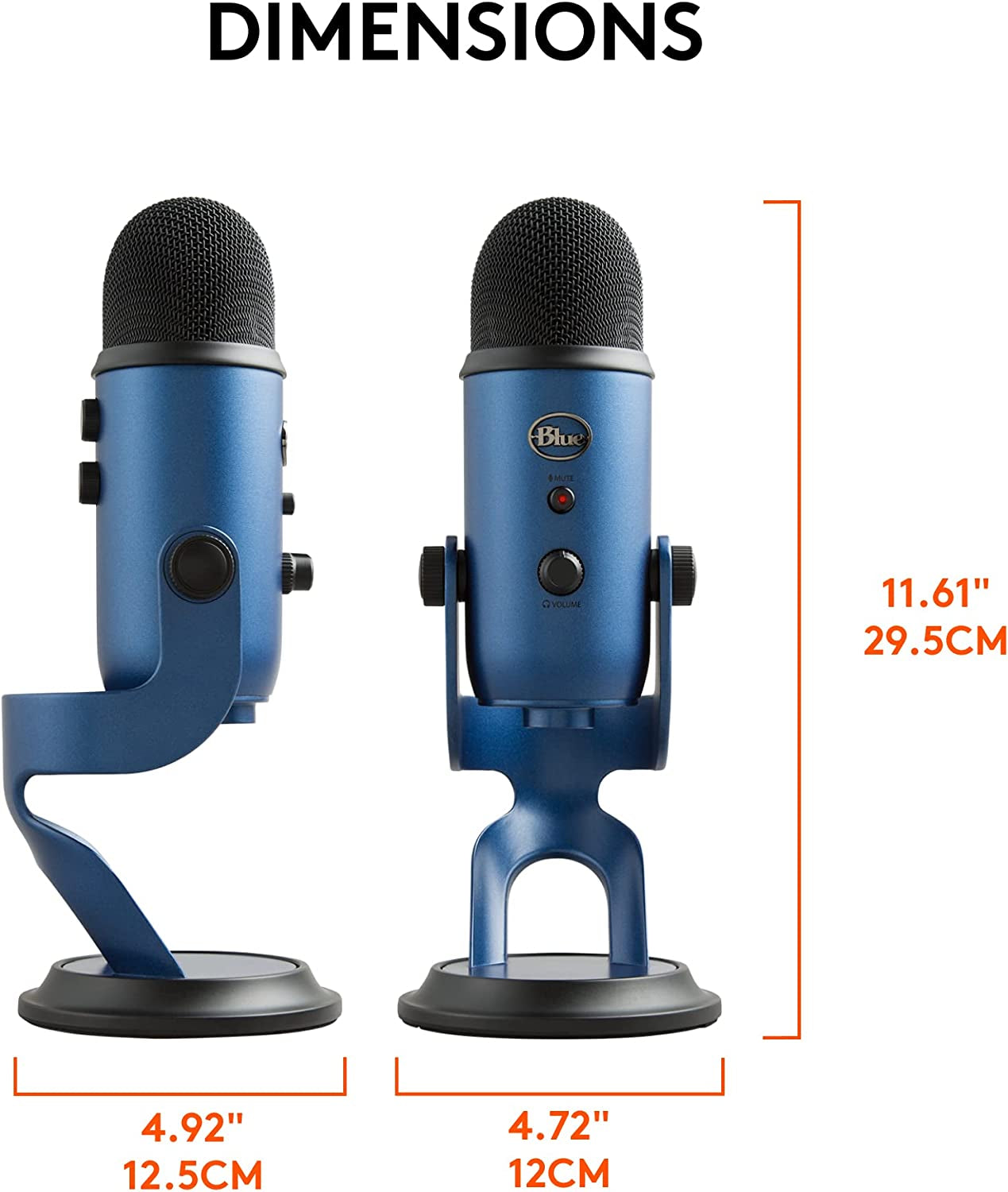 Logitech Creators Blue Yeti USB Microphone for PC, Mac, Gaming, Streaming, Podcasting, Studio and Computer Condenser Mic with Blue VO!CE Effects, 4 Pickup Patterns, Plug and Play - Midnight Blue