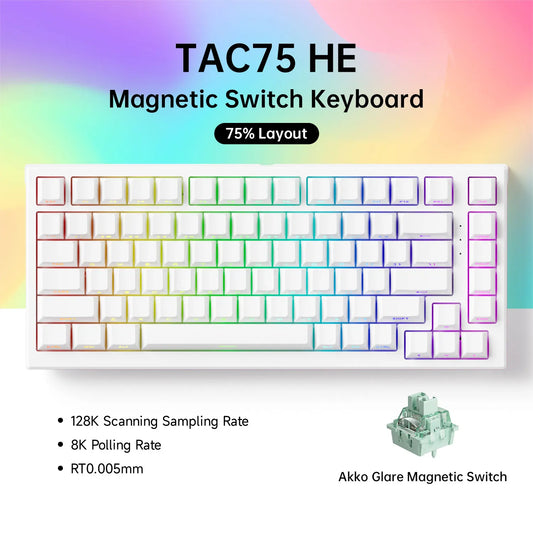 TAC75 HE Magnetic Switch Keyboard 75% Gaming Keyboards Rapid Trigger 0.005Mm 8K RGB Wired Esports Custom Keyboard for Gamer