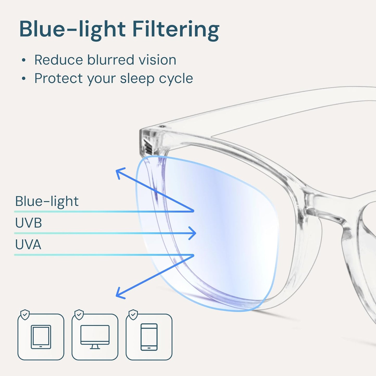 Eyewear Frames for Men - Blue Light Blocking Square Glasses, anti UV Ray Computer Gaming, Blue Blockers for Women