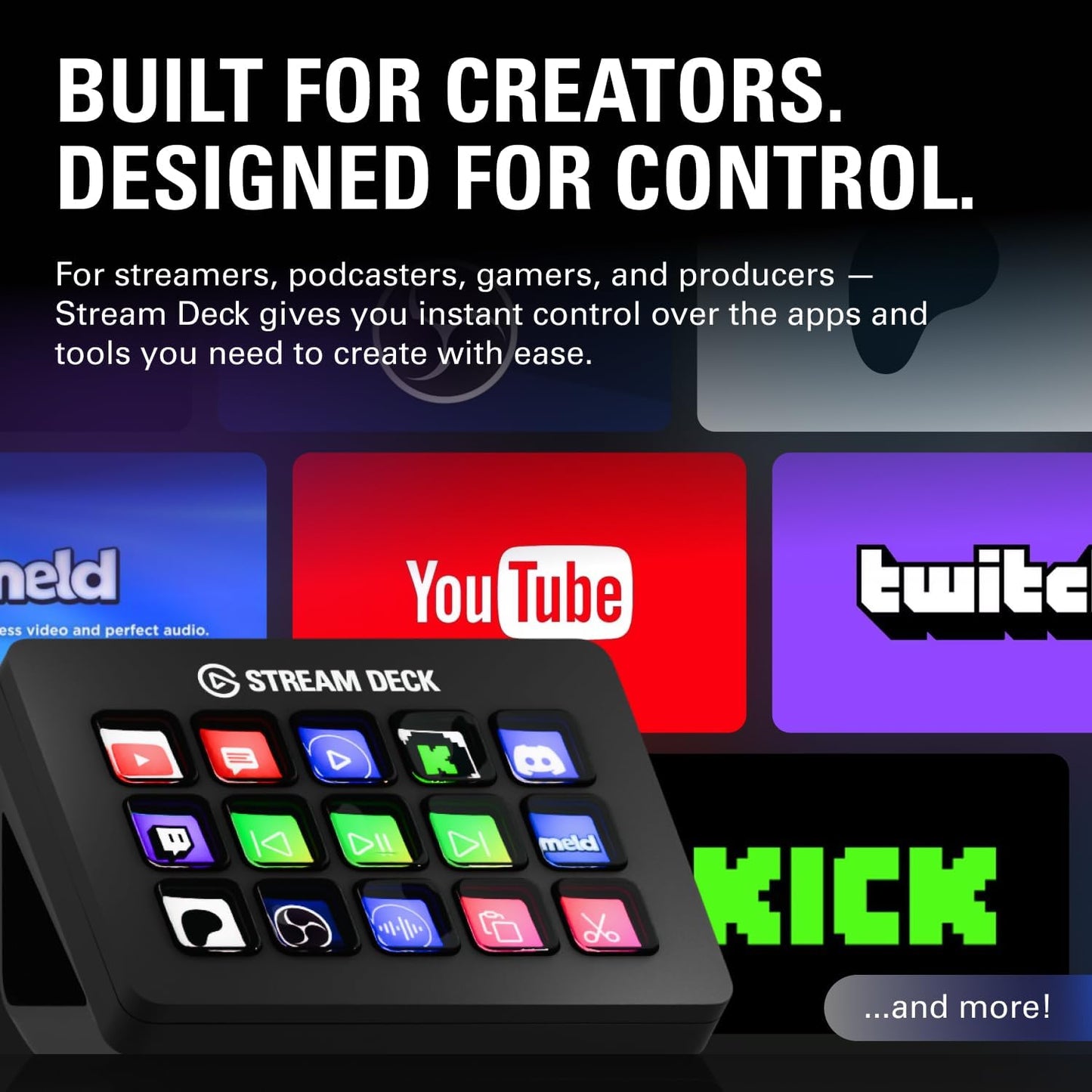 Stream Deck MK.2 Studio Controller, 15 Macro Keys | Trigger Actions in OBS, Twitch, Youtube and More, Visual Feedback, Hundreds of Plugins, Works with Mac and PC