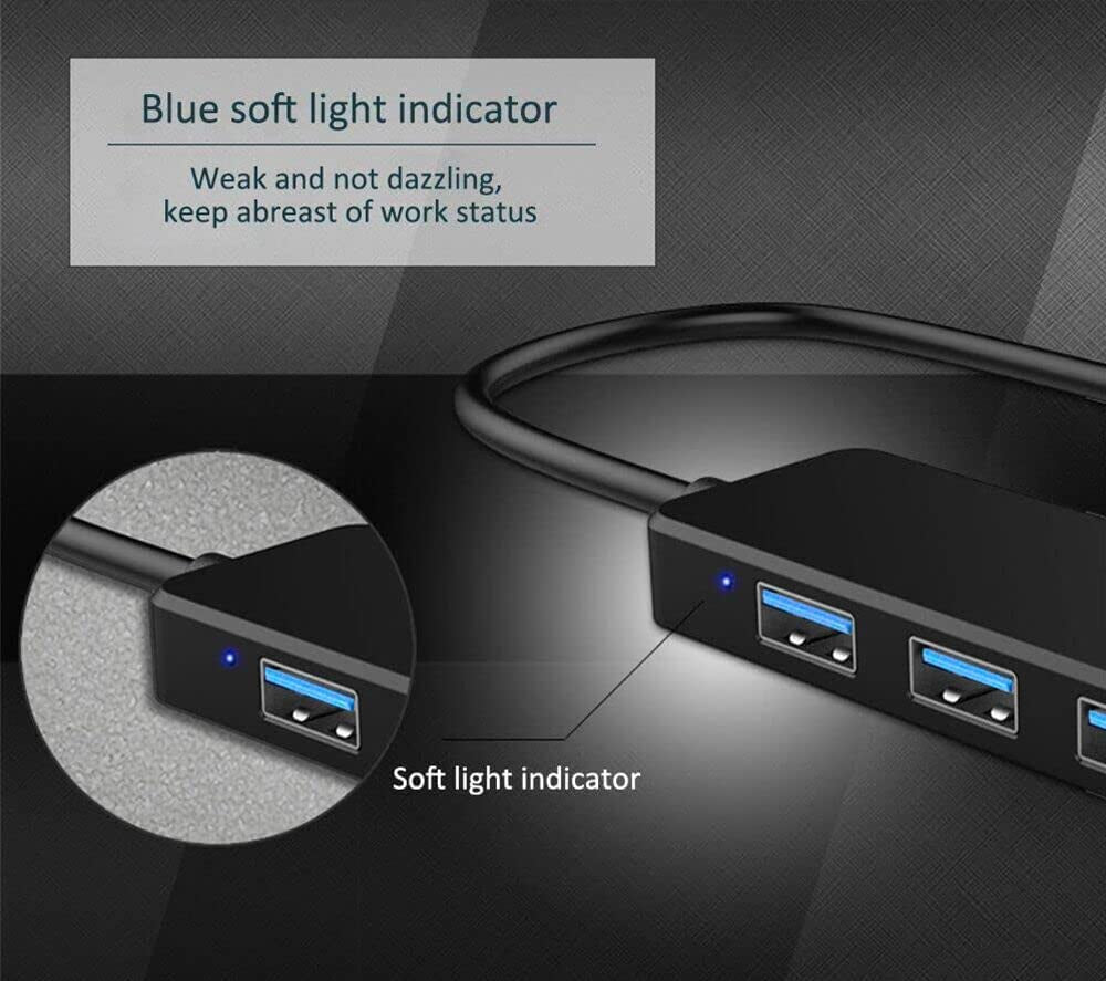 USB Hub 4 Port,  USB 3.0 Hub USB Splitter for Laptop, USB Port Extender USB a Hub for PC, Desktop, Xbox, PS4, Flash Drive, Printer, Keyboard, Mouse, HDD, Plug and Play（Not for Charging）