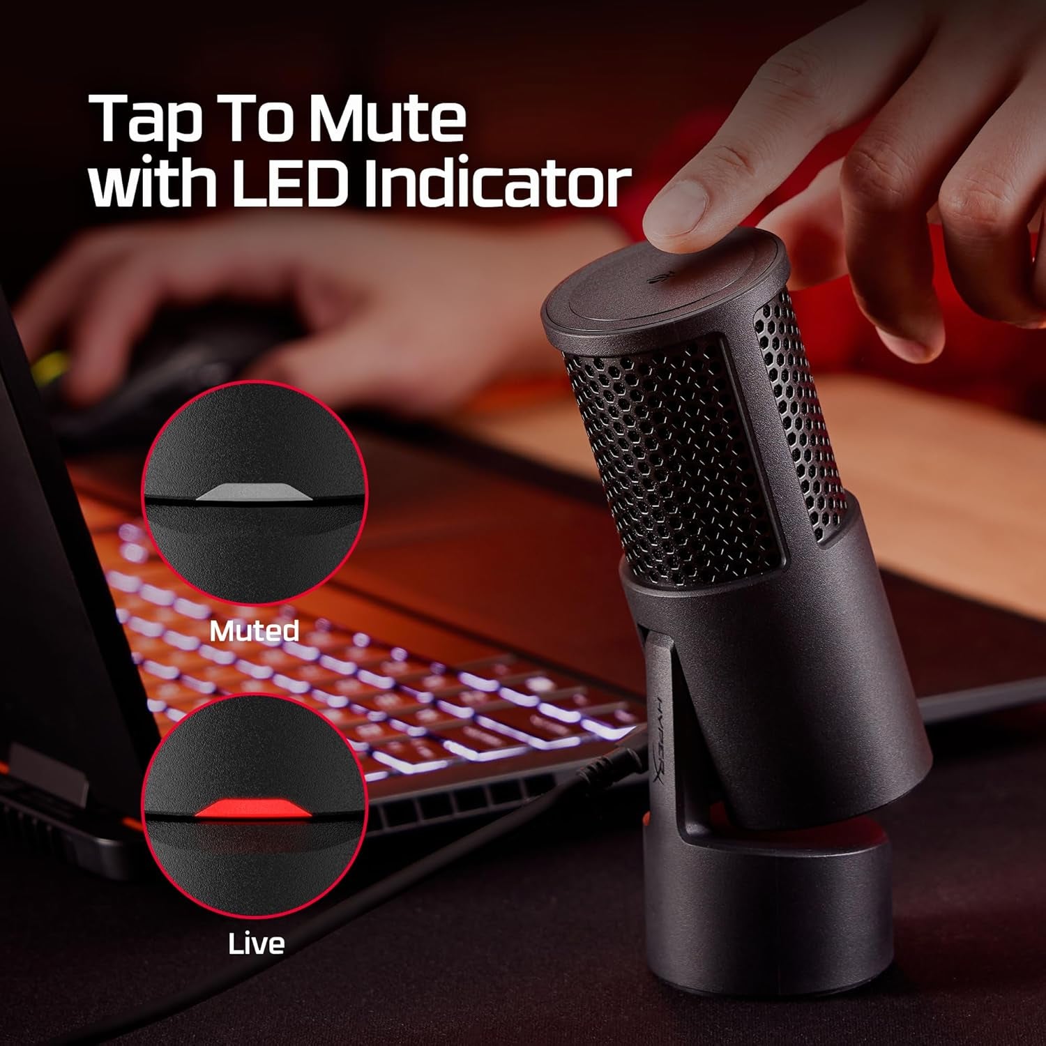Solocast 2 – Gaming USB Condenser Mic for PC, USB-C to USB-A, Built-In Pop Filter, Internal Shock Mount, Plug and Play, 24-Bit / 96Khz, Compact Tiltable Stand – Black