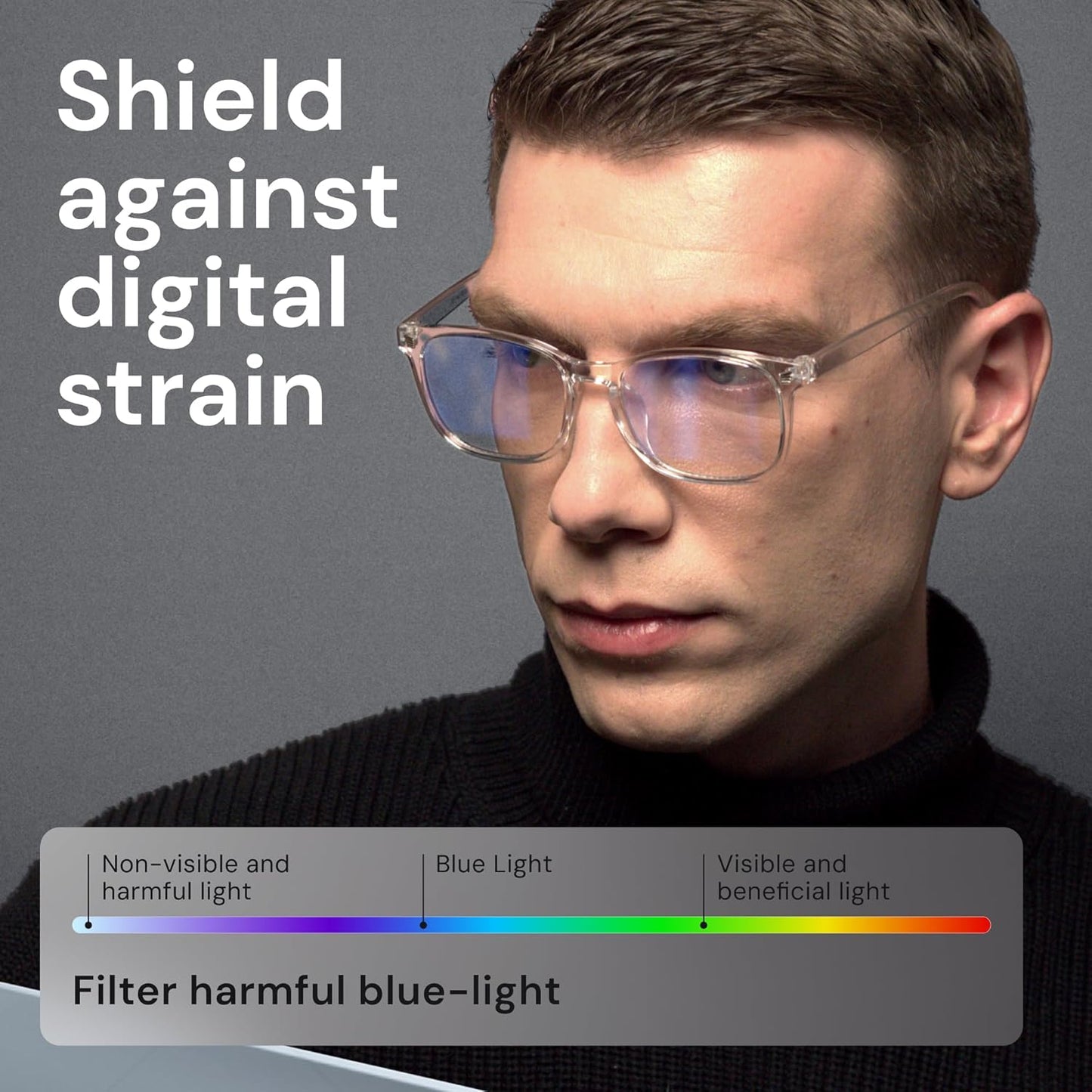 Eyewear Frames for Men - Blue Light Blocking Square Glasses, anti UV Ray Computer Gaming, Blue Blockers for Women